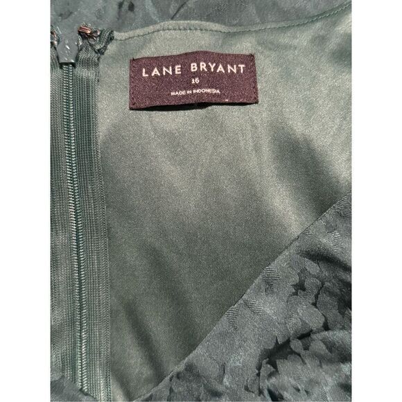 Lane Bryant green ruffle jacquard midi dress 16 - Picture 4 of 9